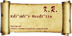 Kádár Rozália névjegykártya