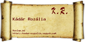 Kádár Rozália névjegykártya